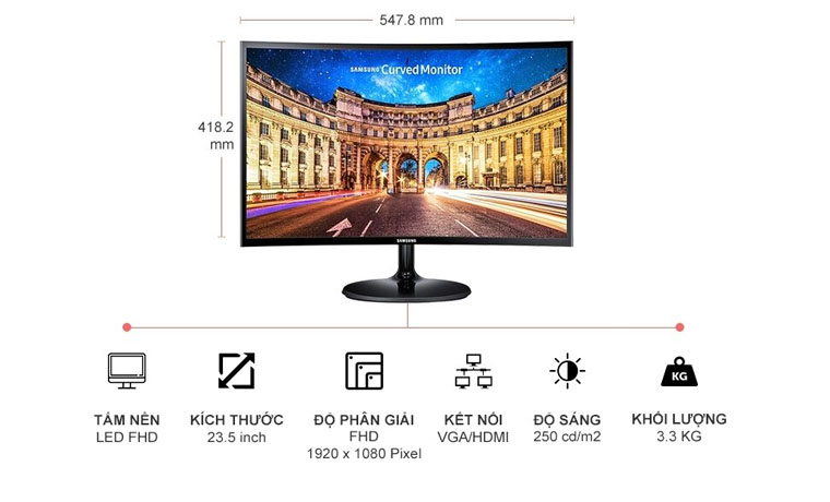 Màn hình 24" Samsung LC24F390FHEXXV Màn Hình Cong